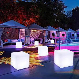 Custom Logo Retractable LED Bar Stools 16 Different Color Changing Outdoor Event Plastic Light up Waterproof LED Cube Bar Chair thumbnail-1