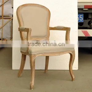 RCH-1521 Vintage Upholstered Dining Chair Antique Oak Armchair thumbnail-1