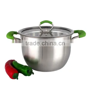 Best Quality 6pcs Stainless Steel Capsulated Induction Color Silicone Handle Cookware Set thumbnail-3