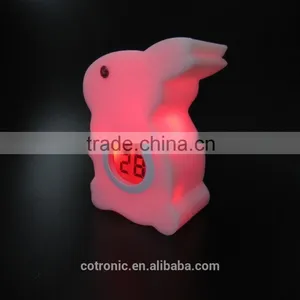 ABS Rabbit Shape Room Thermometer Temperature Displayer LED Color Changing Night Light Lamp for Babies Kids Children thumbnail-5