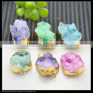 LFD-0071B Wholesale Gold Plated Drusy Druzy Quartz Connector Beads Stone in Mixed Color Jewelry Findings thumbnail-3