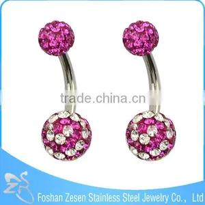 Wholesale Factory Durable Stainless Steel Crystal Gem Ball Navel Belly Button Rings thumbnail-2