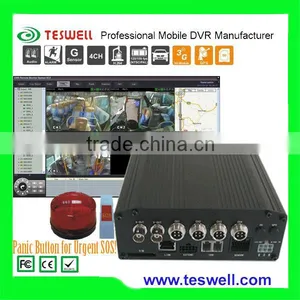 3G Realtime GPS Google Map Tracking 4CH Mobile Cctv System Dvr With SOS Panic Button for Urgent Alarm thumbnail-1