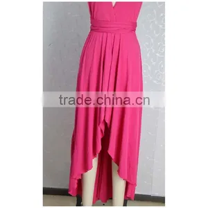 Women Bridesmaid Solid Wrap Convertible Multi Way Long Maxi Dress For Cocktail Gown thumbnail-5