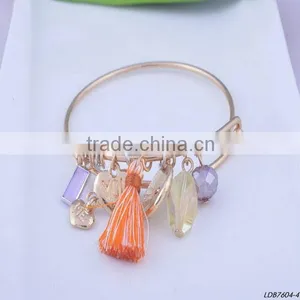 Multi Charms DIY Adjustable Stretch Bangle Bracelet Gold Bracelet thumbnail-4
