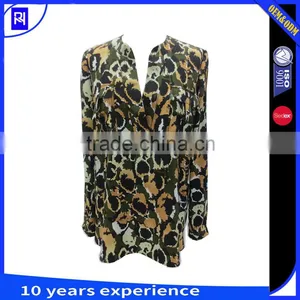 100% Silk CDC Printed Shirt Blouse for Lady's Women Classic Long Sleeve Casual Fit thumbnail-1