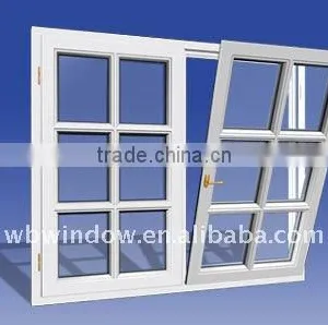 Elegant Double Leaf PVC Tilt Open Window With Grills Design thumbnail-1