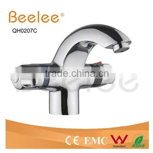 Chrome Two Handles Bathroom Water Tap Thermostatic Faucet Mixer thumbnail-1