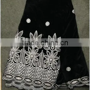 2015 Popular Style African Velvet Lace With Sequins for Girl Dresses thumbnail-4