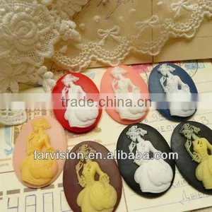 Hot Sale Flat Back Resin Cameo, Resin Cameo for Wedding Decoration thumbnail-1