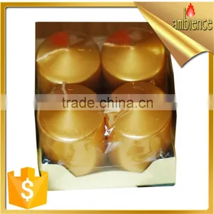 Craft Candle 4 Pieces Metallic Golden Color Pillar Candle China Factory Candle thumbnail-2