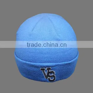 CUSTOM CHEAP EMBROIDERY LOGO FOLD UP BLUE WINTER HATS thumbnail-1
