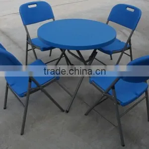 Blue Color Plastic Round Coffee Table thumbnail-1