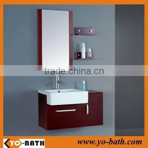 Wall Mounted Red Oak Color Oak Bathroom Cabinet thumbnail-1