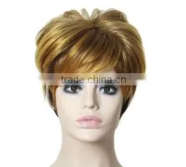 6" Hot Short Straight Brown Wigs African American Synthetic Fake Hair Natural Wig Cheap Price thumbnail-1