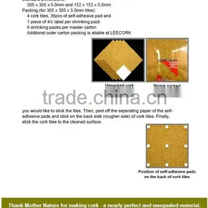 "LEECORK" 305x305mm Cork Tile for DIY Bulletin Board thumbnail-3