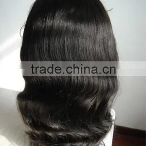 16inch Body Wave Natural Black Brazilian Virgin Human Hair Full Lace Wigs Swiss Lace Silk Base OEM Professional Factory Price thumbnail-4