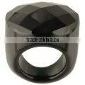 Very Nice Smooth Faceted Heart Black Agate Gemstone Ring thumbnail-1