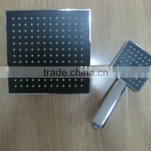 Black Chrome Square Soft Nozzles Shower Head Set thumbnail-1