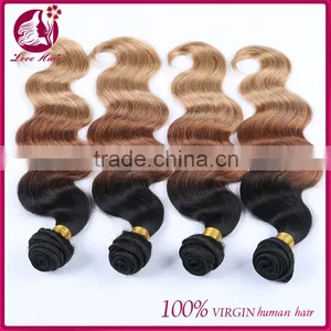 Ombre Natural Color Brown Light Color Virgin Malaysian Hair Body Wave Human Hair Extensions thumbnail-1