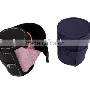 Fine Round Leather Necktie Box thumbnail-1