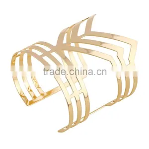Multilayer Punk Women Cuff Wide Bangles Opened Alloy Bracelets Jewelry Gold & Silver Colors Fashion Accessories thumbnail-2