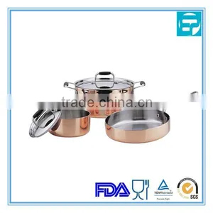 5 Pcs Silicone Handle Copper Cookware Set thumbnail-1