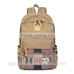 Canvas School Backpack Bag With Leather Trim thumbnail-3