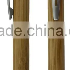 Metal Clip and Tip Retrackable Bamboo Ballpoint Pen thumbnail-1
