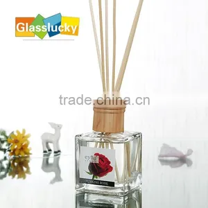 Transparent Diffuser Galss Bottle Square Design for Home Decor Wholesale thumbnail-1