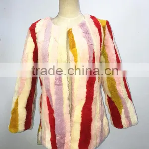 Cheap Price Korea Style Women Short Mixed Color Sheep Fur Coat thumbnail-3
