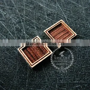 8mm Setting Size Vintage Style Natual Log Wood Bezel Square Pendant Setting DIY Findings Supplies 1431029 thumbnail-2