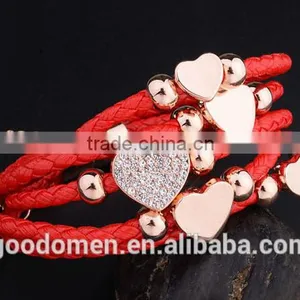 Zinc Alloy Silver Cross Leather Charm Pendant Bracelet thumbnail-2