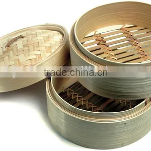 2 Tier Bamboo Baskets & Lid thumbnail-1