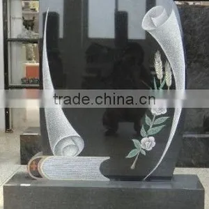 Headstone Accessories Hand Etching Memorial Tombstone Shanxi Black Upright Headstone thumbnail-1