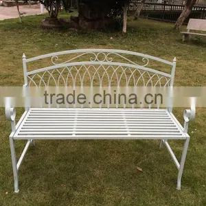 Wrought Iron Cream Garden Bench thumbnail-1