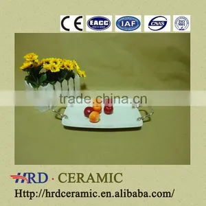2015 New Product Stock White Ceramic Plate With Metal Handle thumbnail-1