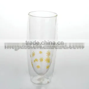 Clear Dubble Wall Wine Drinking Glass Beer Glass Tall Cup With Logo thumbnail-4