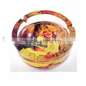 8.5cm Glass Ashtray, Decaled Glass Ashtray,glass Ashtray thumbnail-1