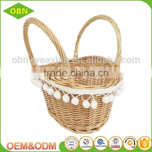 China Factory Sales Cheap Handmade Oval Willow Wicker Empty Easter Gift Basket thumbnail-3