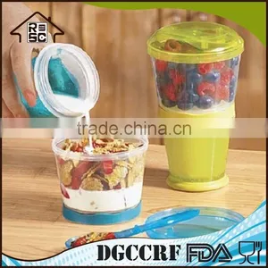 NBRSC Dispenser/Milk/Snack Cup With Food Grade Cereal To Go With Spoon For Available Colors thumbnail-1