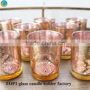 Rose Gold Mercury Glass Candlestick Holders thumbnail-3