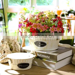 GARDEN BUCKET, GALVANIZED METAL FLOWER BUCKET, DECORATIVE GARDEN BUCKET thumbnail-1