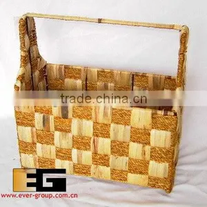 Rectangular Natural Water-hyacinth Storage Basket With Handle thumbnail-1