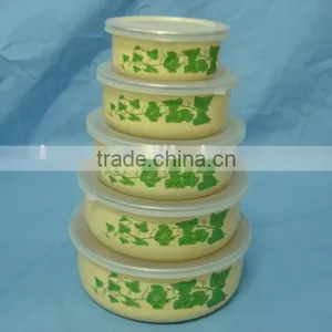 Hot Sale Enamel Storage Bowl Mixing Bowl Salad Bowl With PP Lid Food Container thumbnail-5
