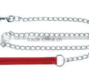 Durable Dog Choke Chain Pet Leash With Leather Leash,High Quality Dog Leash Choke Chain And Metal Chain Pet Leash thumbnail-3