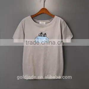 Ladies Fahion Clothing T Shirt Wholesale China V Neck Loose Fit Plain t Shirt for Women thumbnail-6