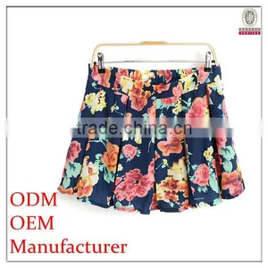 Beautiful Prints Tunck Pleats Young Girls in Short Skirt thumbnail-1