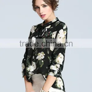 Best Selling Summer Elegant Design Floral Print Shirts for Women thumbnail-3
