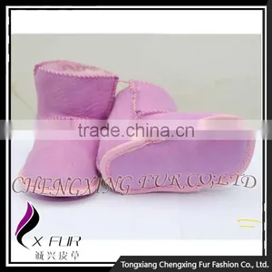 CX-SHOES-06A Cute Wholesale Soft Real Sheepskin Leather Baby Shoes thumbnail-1